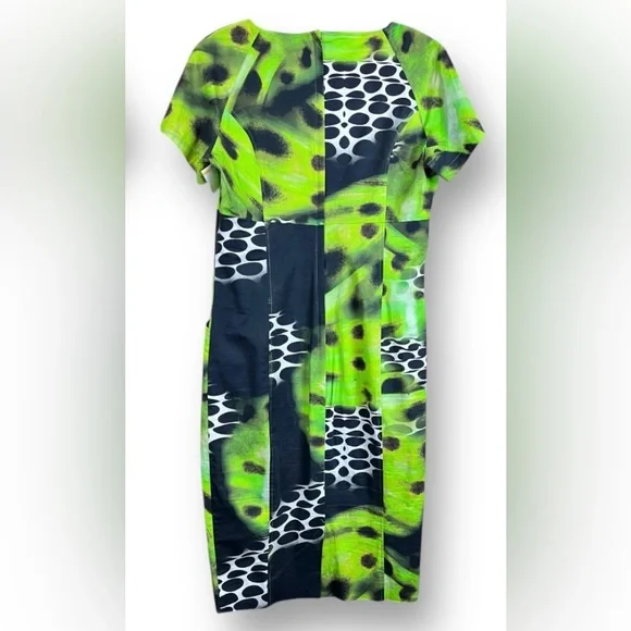 Doris Megger Luxury Neon Leopard Sheath Dress Curvy-friendly Size 42 (US 10/12)